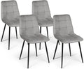 Chaise — Lot de 4, gris, revêtement en velours