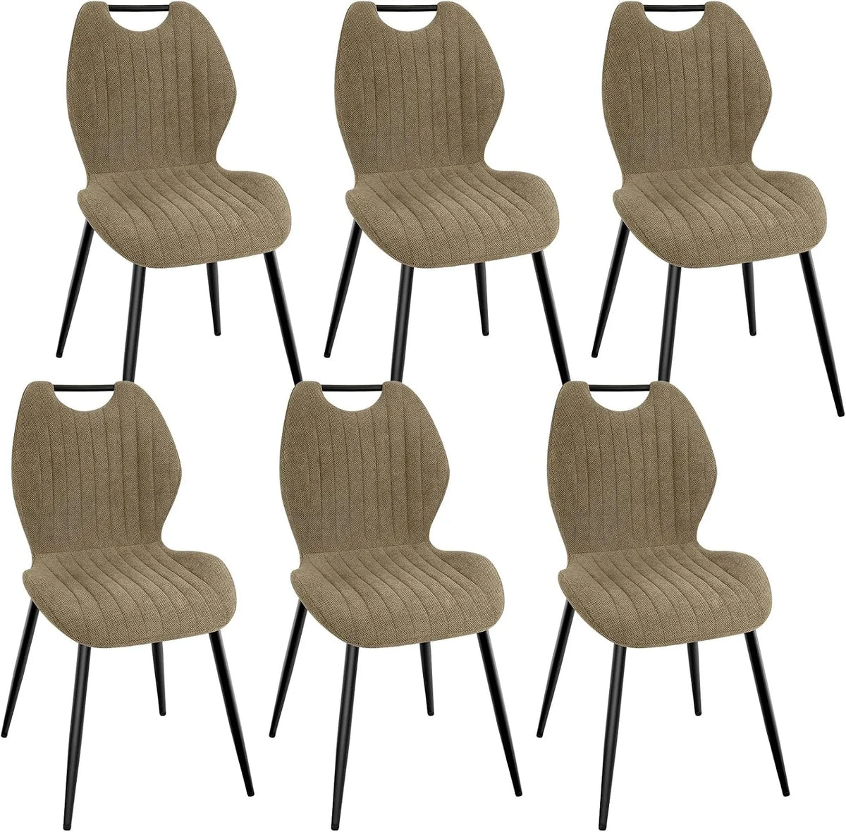 Chaise: en métal, revêtement en tissu, avec dossier, Lot de 6, noir