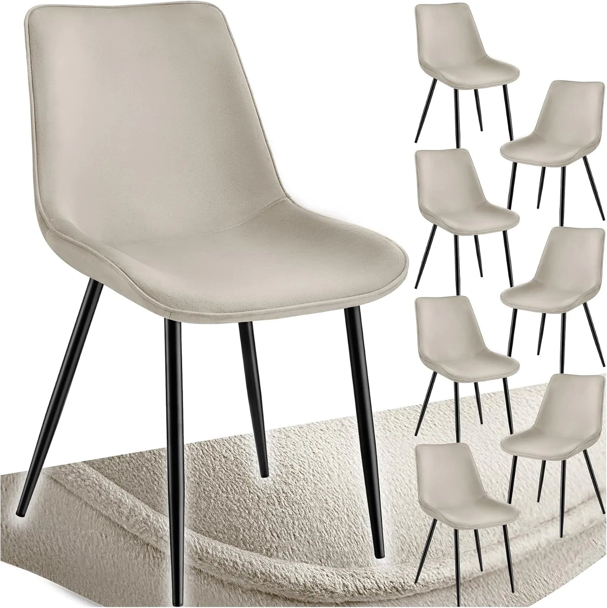 tectake Bureau et table informatique – en métal, Lot de 8, noir, revêtement en velours