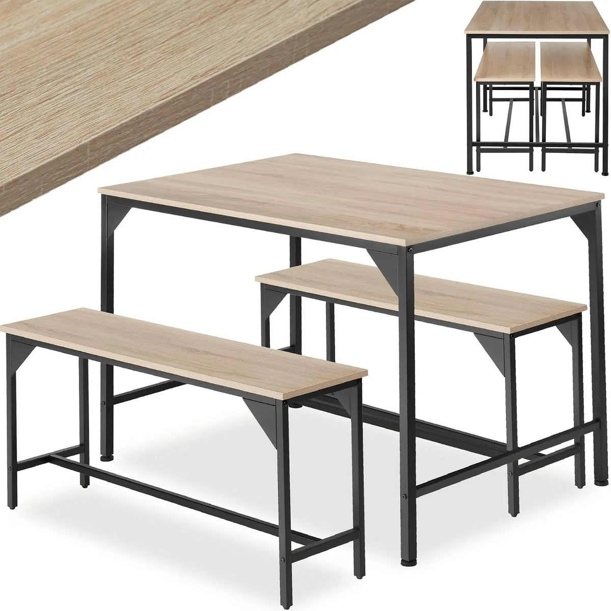tectake Banc et banquette d'intérieur: en bois, en acier, marron