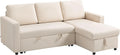 HOMCOM Canapé d'angle et canapé panoramique – réversible, revêtement en tissu, avec rangement, convertible, 3 Places, avec rangement intégré
