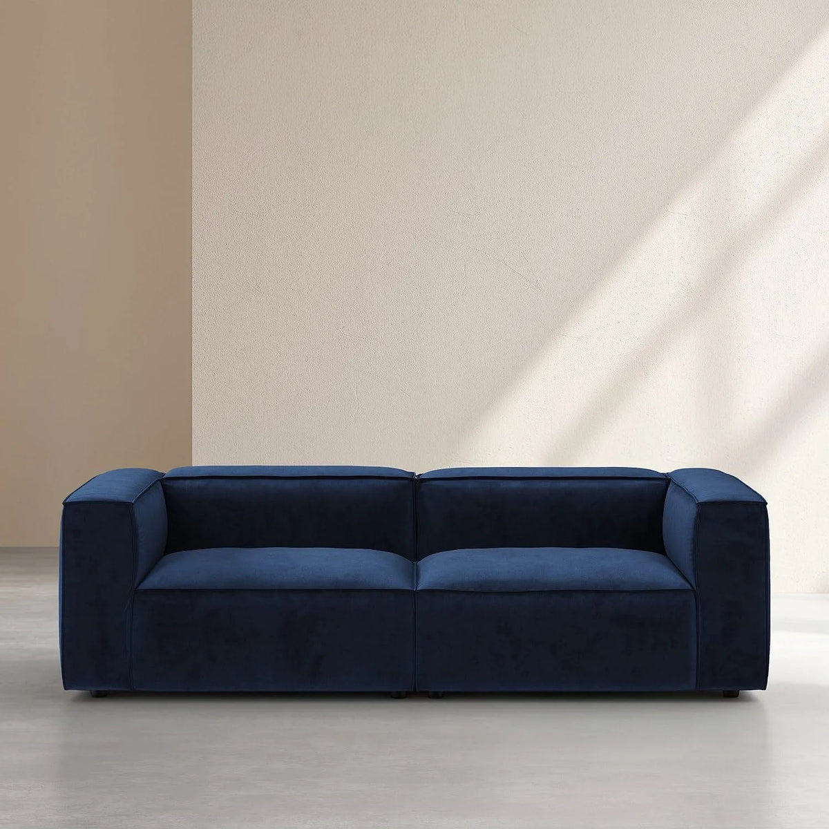 Canapé – 3 Places, bleu, revêtement en velours