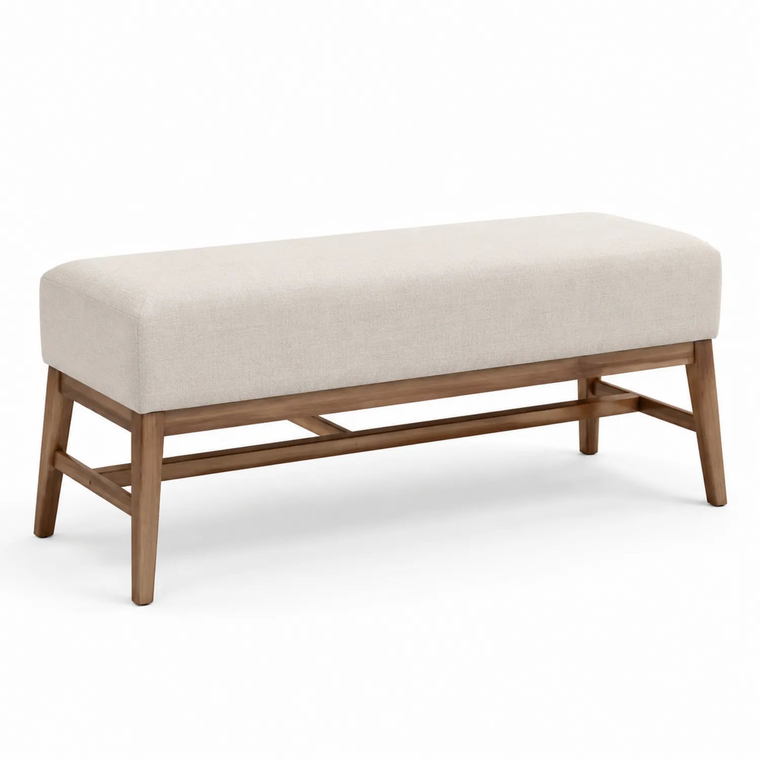 Banc en bois et tissu beige
