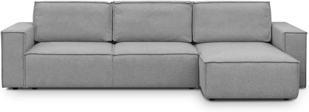 Canapé d'angle et canapé panoramique: Harper, réversible, revêtement en tissu, avec rangement, convertible, 5 Places, gris, avec rangement intégré