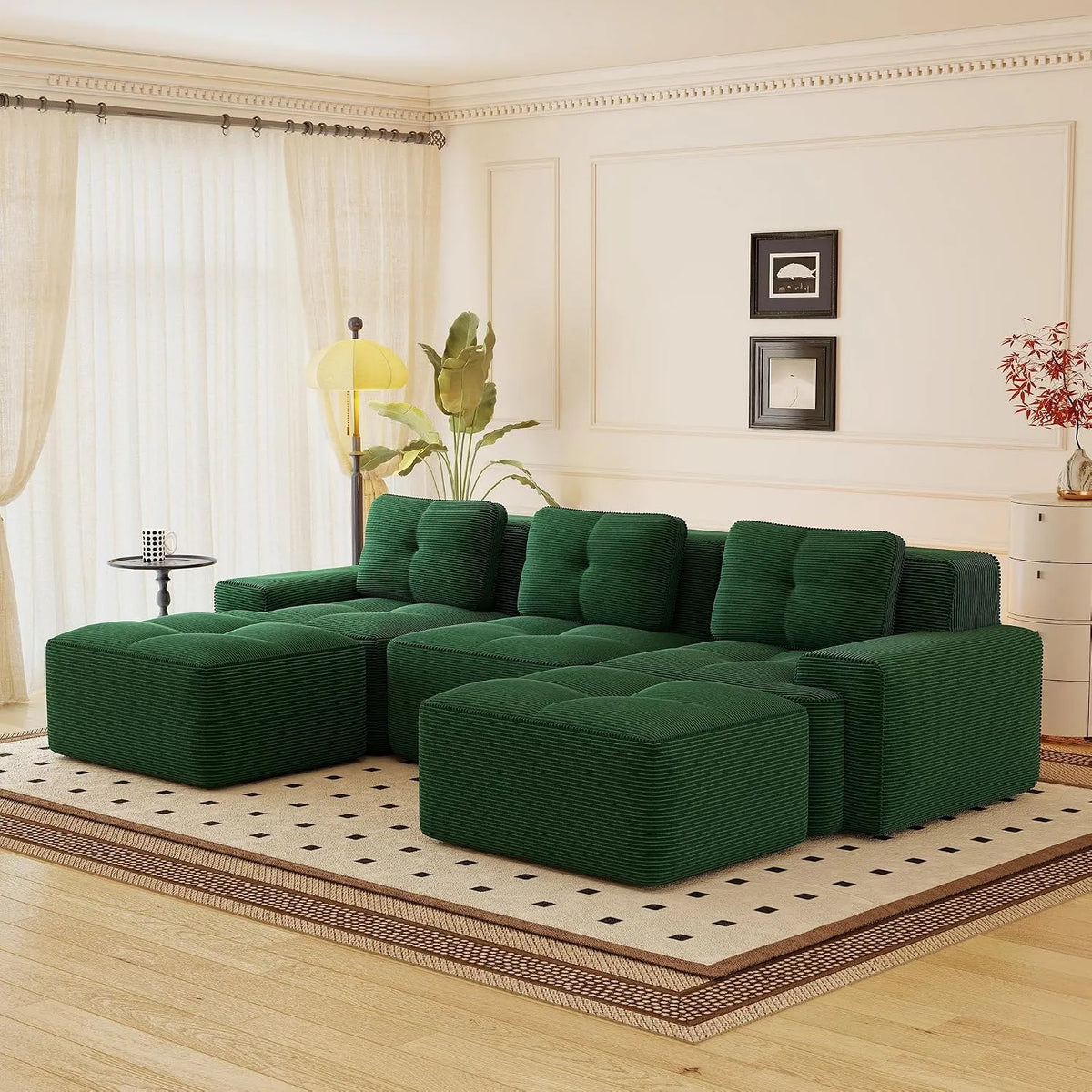 Canapé modulaire: en velours côtelé, 3 Places, vert
