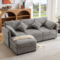 Canapé d'angle et canapé panoramique – en chenille, revêtement en tissu, convertible, avec accoudoirs, 3 places, 4 places, gris, réglable