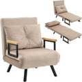 HOMCOM Canapé convertible et canapé-lit – revêtement en tissu, avec bureau, convertible, avec dossier, 1 Place, beige, réglable, revêtement en velours