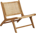 Meubletmoi Fauteuil et chaise rembourrée Bas Lounge Incliné en Bois de Teck Massif – Sina, en résine tressée
