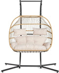 Fauteuil et chaise rembourrée suspendu — avec coussins, 2 Places, beige