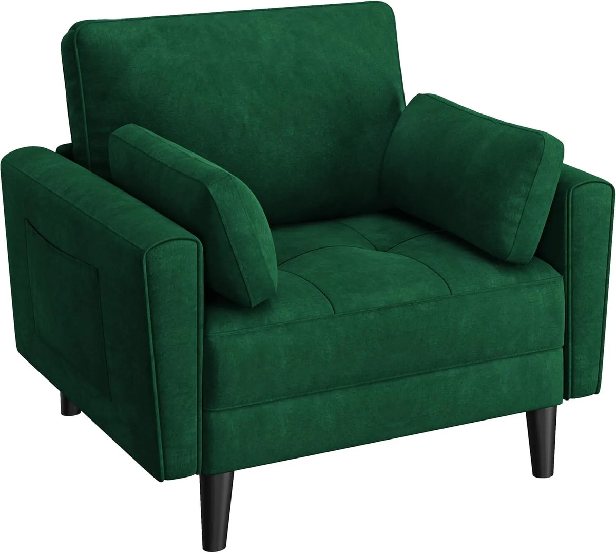 Chaise: revêtement en tissu, en bois, avec accoudoirs, avec coussins, vert