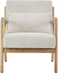 Fauteuil et chaise rembourrée en Bois et Velours côtelé Beige: Lanna, en velours côtelé
