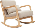 Fauteuil et chaise rembourrée à bascule – revêtement en tissu, en bois, beige, revêtement en velours