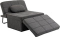 HOMCOM Chauffeuse 1 Place 4 en 1 Fauteuil et chaise rembourrée lit Convertible Pouf – en métal, revêtement en tissu, avec dossier, 5 Niveau ×, 200 Kg
