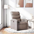 Fauteuil et chaise rembourrée inclinable manuel très confortable en tissu taupe pour salon – revêtement en tissu, inclinaison réglable, 110 kg, beige