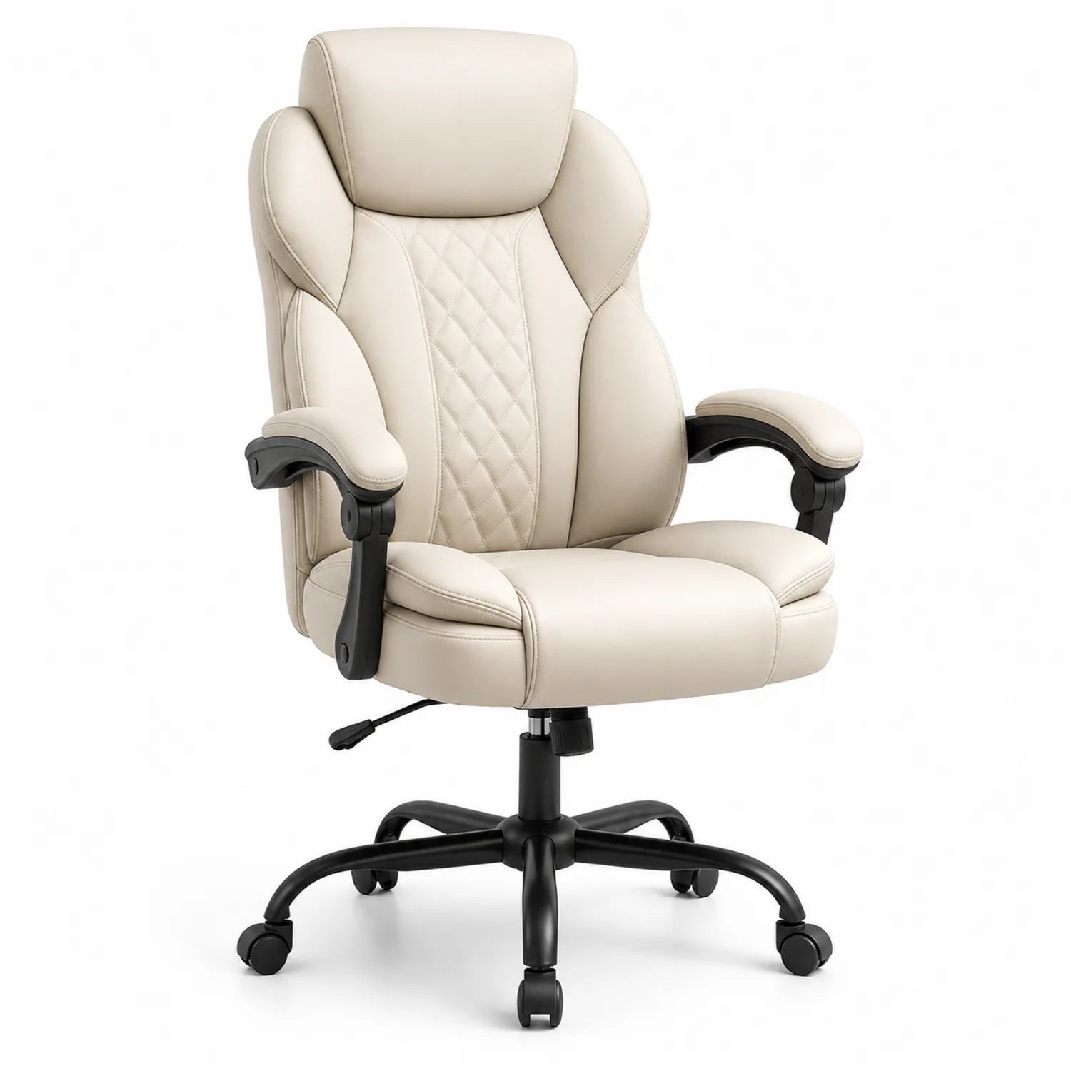 Chaise de bureau en cuir synthétique avec accoudoirs réglables