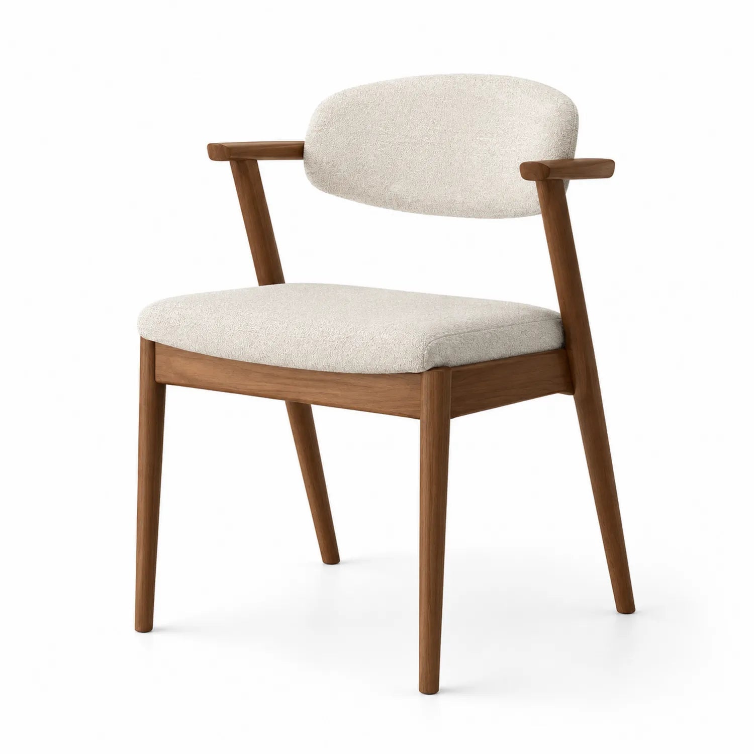 Chaise en bois massif avec revêtement en tissu beige