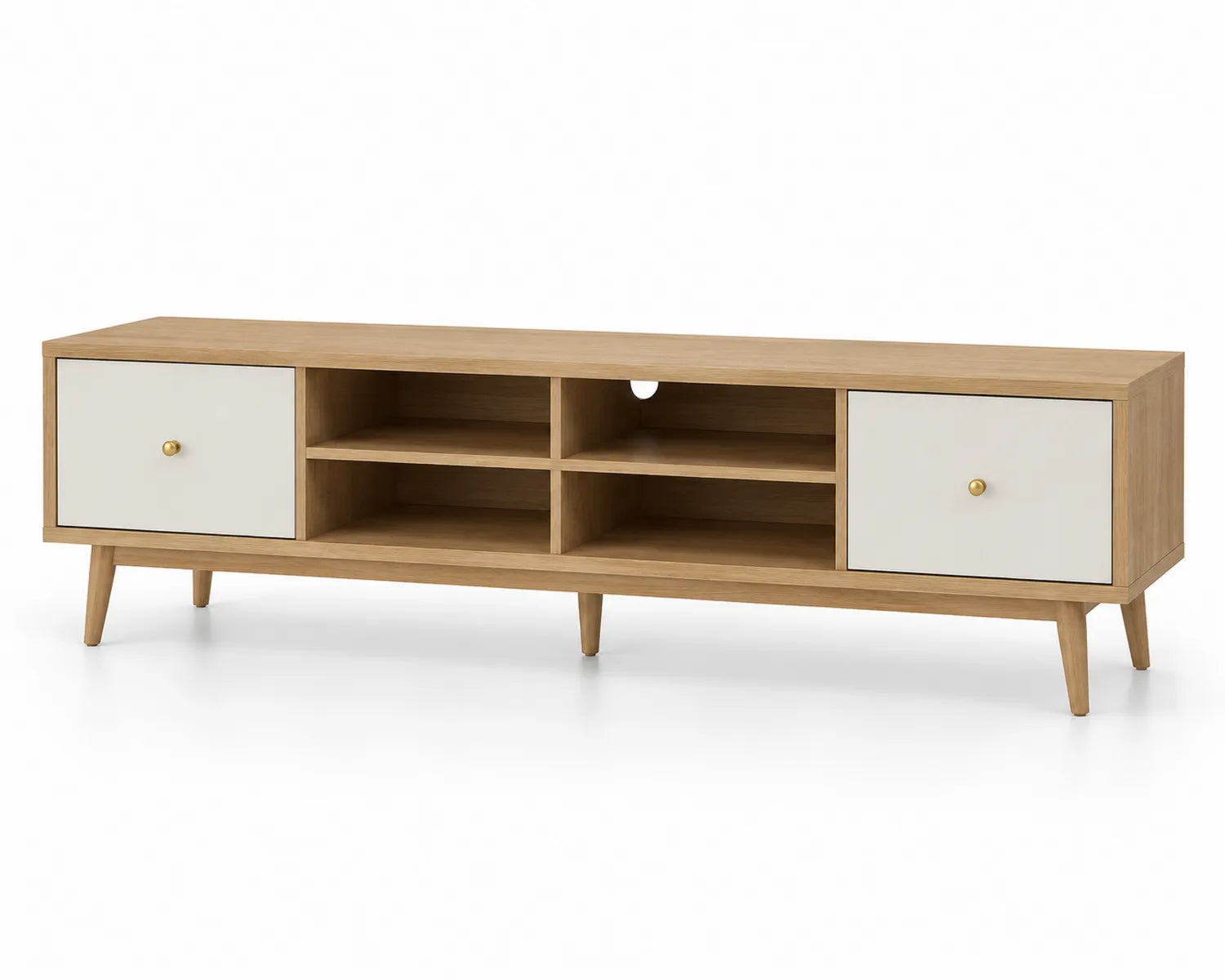Meuble TV en bois et MDF chêne 160 cm