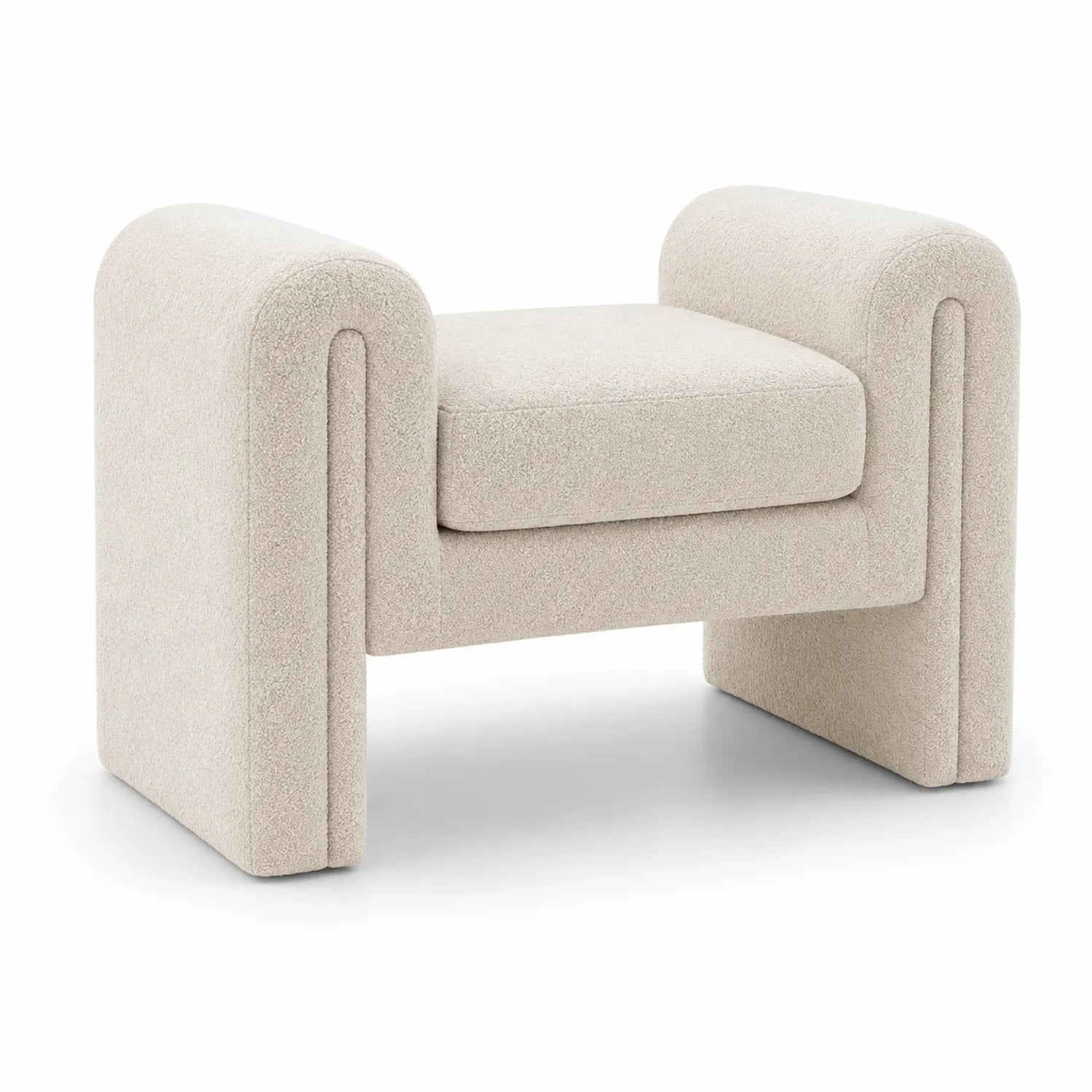 Banc en tissu bouclé crème 60x40x50 cm